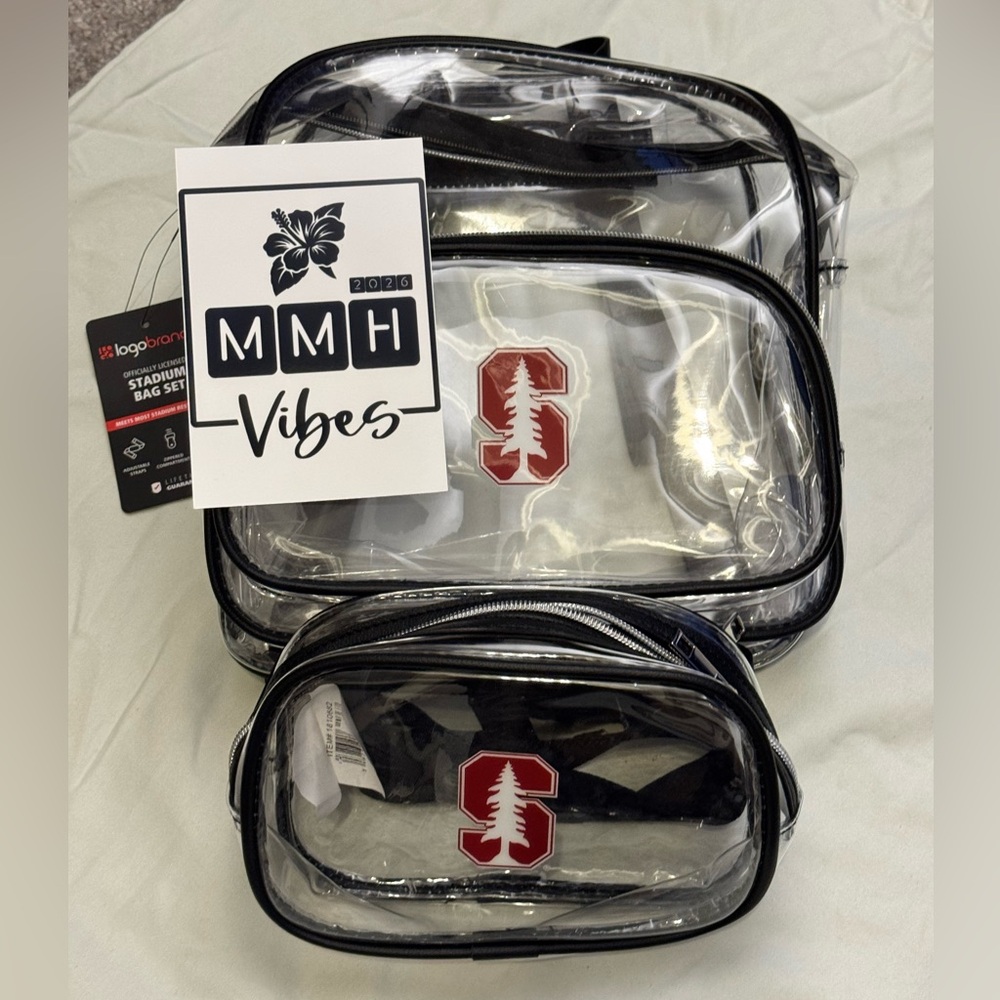 Logobrands: STANFORD Transparent Stadium Backpack and Hip/Fanny Pack Set - NWT